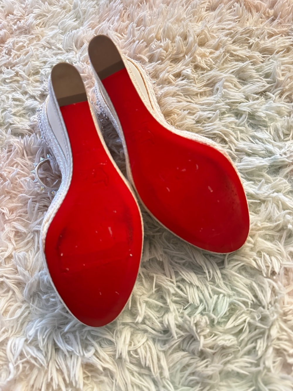 CHRISTIAN LOUBOUTIN Madmonica 120 White Leather Wedges Size 40 - Picture 10 of 10